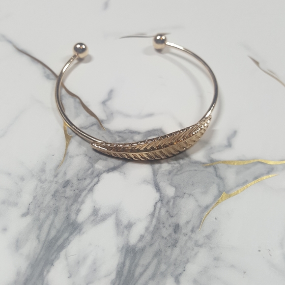 Gold Tone Leaf Cuff Bracelet - Picture 2 of 4
